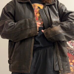 Vintage brown washed leather jacket